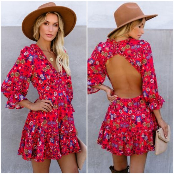 backless ruffle dress